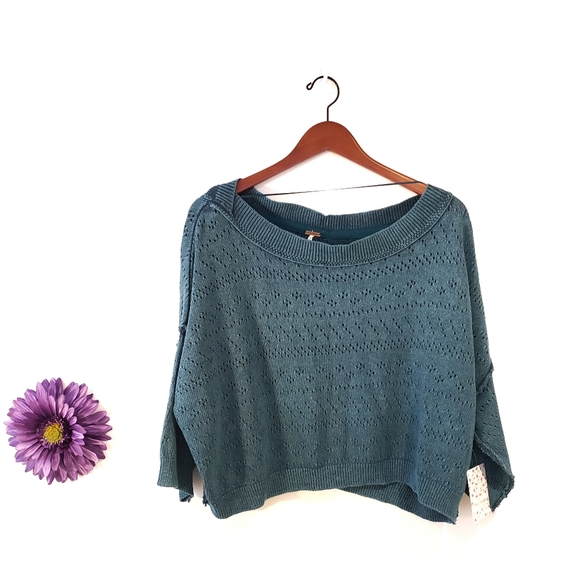 Free People Sand Castle Crop Sweater NWT Size S